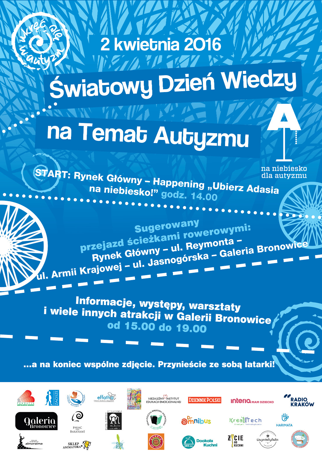 Plakat niebieski Światowy Dzień Wiedzy na Temat Autyzmu
