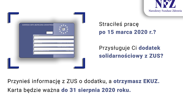 Infografika. Tekst: EKUZ na podstawie dodatku solidarnościowego z ZUS