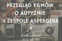 Grafika z tekstem Przegląd Filmów o Autyzmie i Zespole Aspergera, 10-11 grudnia kino Mikro