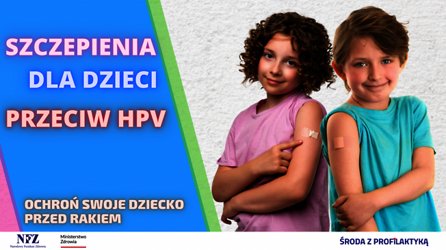 Grafika informacyjna Środa z Profilaktyką. Szczepienia przeciwko HPV