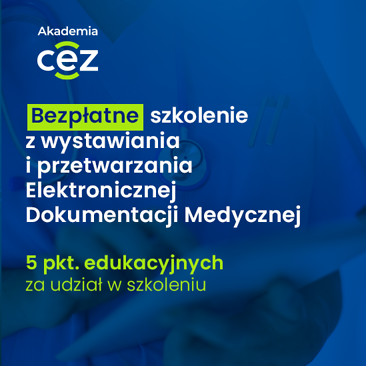 Grafika informująca o szkoleniach z Elektronicznej Dokumentacji Medycznej
